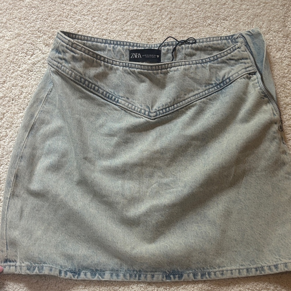 Zara Women's Light Blue Denim Pencil Skirt
